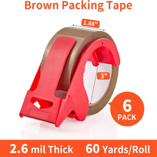 6 Rolls Brown Packing Tape, Heavy Duty Packaging Tape Refills 2
