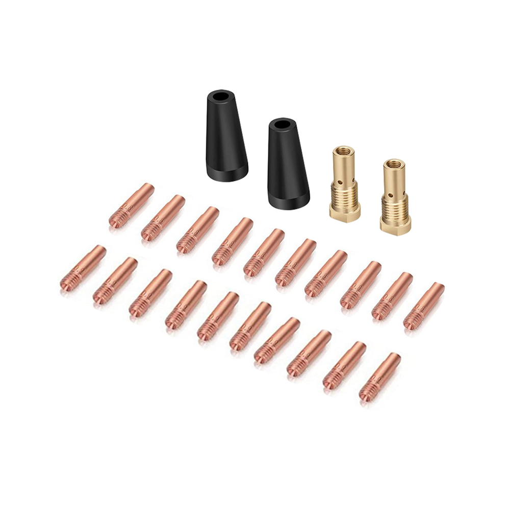 24Pcs Mig Welding Torch Kit 0.8/0.9Mm Brass Tips Gasless Flux Nozzle Tip For Fc90 Easy Weld 4853114333191