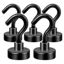 Ganchos magnéticos, gancho de cruzeiro resistente de 27 lb (preto, pacote com 5)