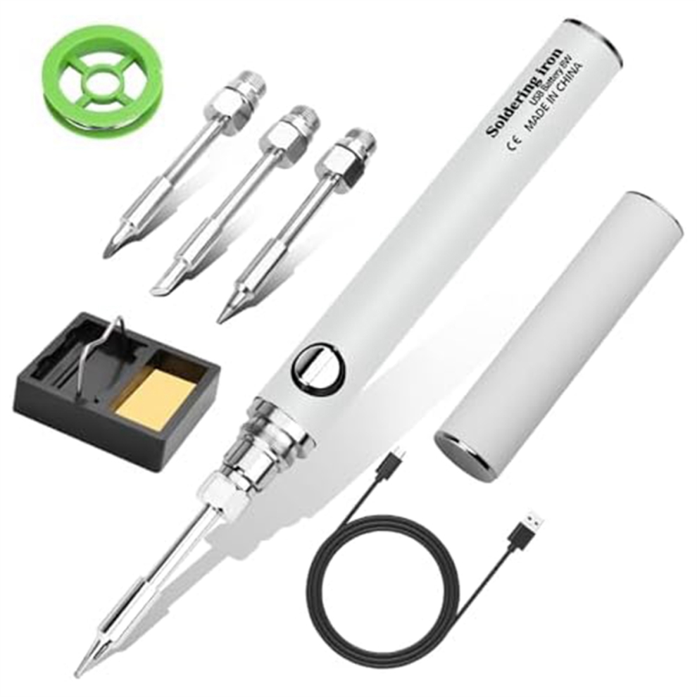 Cordless Soldering Iron Kit, Usb Rechargeable Iron, 3 Temperature Adjustment - White 4853114331715