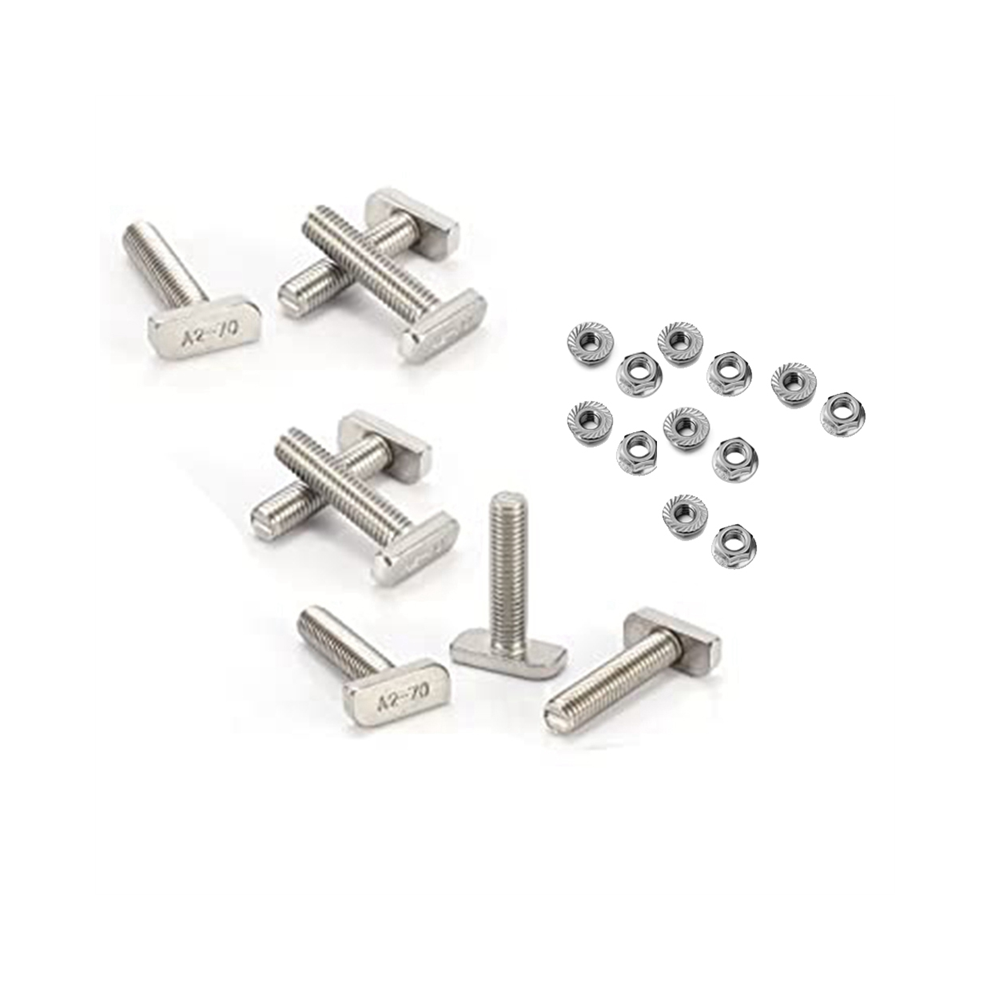 12Pcs Slot Bolt Replacement,M10 X 25 Screws, A2-70 Rail Track Screws Nuts With 12 Flange Nut 4853114334624