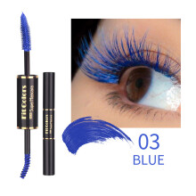 (03# BLUE) Dual Side 4D Silk Fiber Eyelash Mascara Waterproof Eyelash Fluffy Volume Mascara