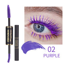 (02# PURPLE) Dual Side 4D Silk Fiber Eyelash Mascara Waterproof Eyelash Fluffy Volume Mascara