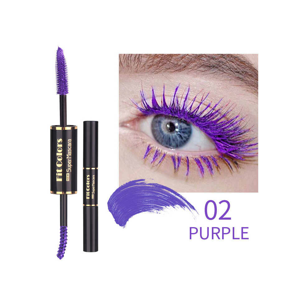 Gopatriot Memory (02# Purple) Dual Side 4D Silk Fiber Eyelash Mascara Waterproof Eyelash Fluffy Volume Mascara