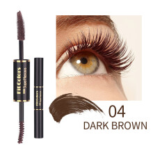 (04# DARK BROWN) Dual Side 4D Silk Fiber Eyelash Mascara Waterproof Eyelash Fluffy Volume Mascara