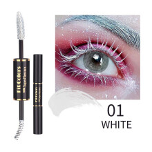 (01# WHITE) Dual Side 4D Silk Fiber Eyelash Mascara Waterproof Eyelash Fluffy Volume Mascara