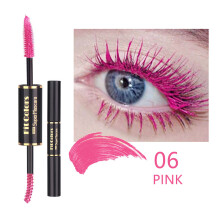 (06# PINK) Dual Side 4D Silk Fiber Eyelash Mascara Waterproof Eyelash Fluffy Volume Mascara