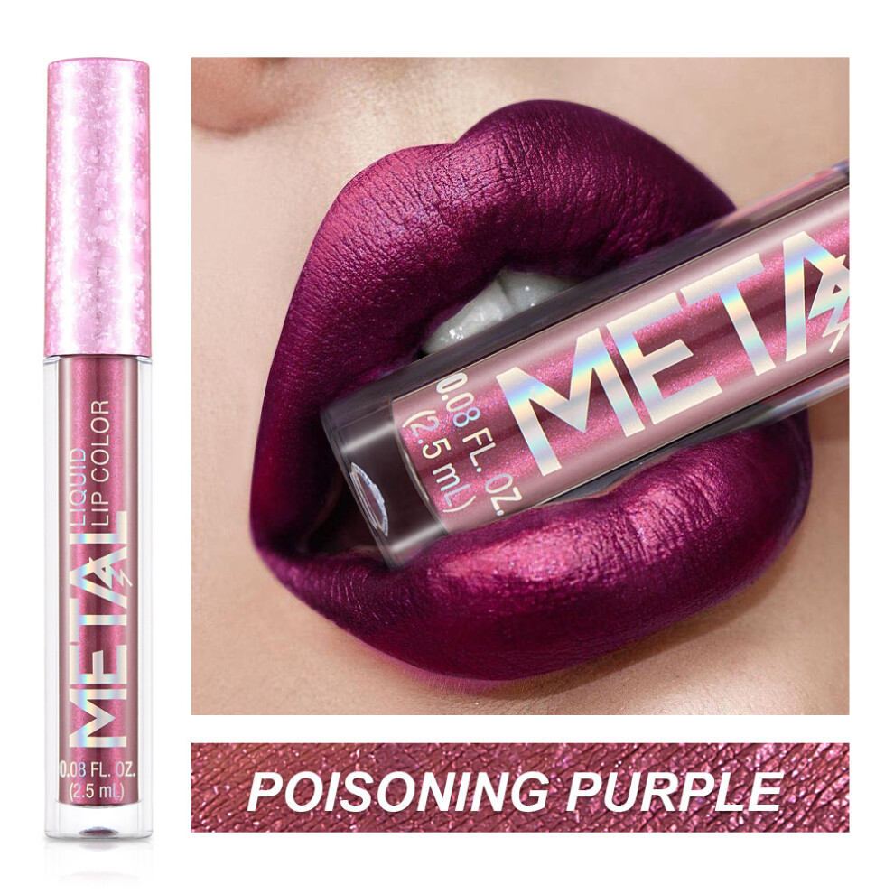 Gopatriot Memory (12-Poisoning Purple) Metal-Coloured Liquid Lipstick Long Lasting Waterproof Lip Gloss Lip Glaze Uk