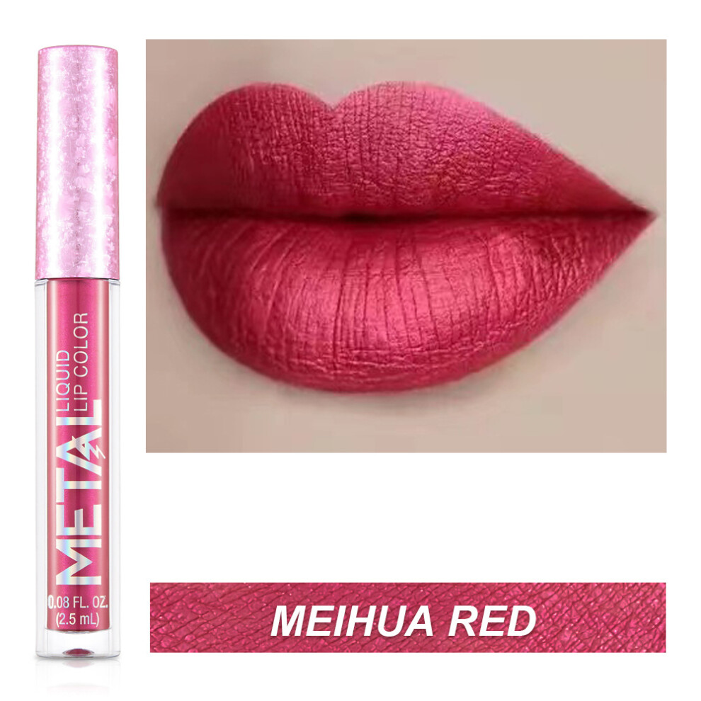 Gopatriot Memory (09-Meihua Red) Metal-Coloured Liquid Lipstick Long Lasting Waterproof Lip Gloss Lip Glaze Uk