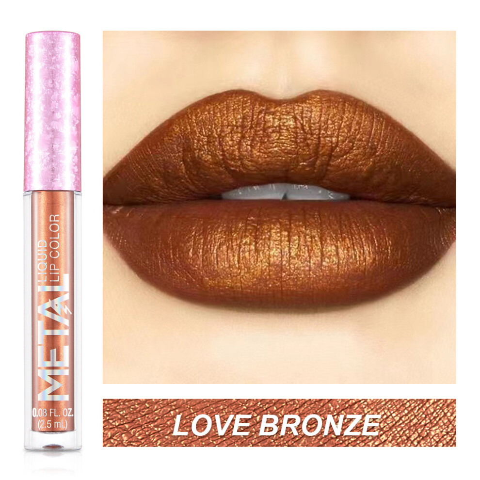 Gopatriot Memory (08-Love Bronze) Metal-Coloured Liquid Lipstick Long Lasting Waterproof Lip Gloss Lip Glaze Uk