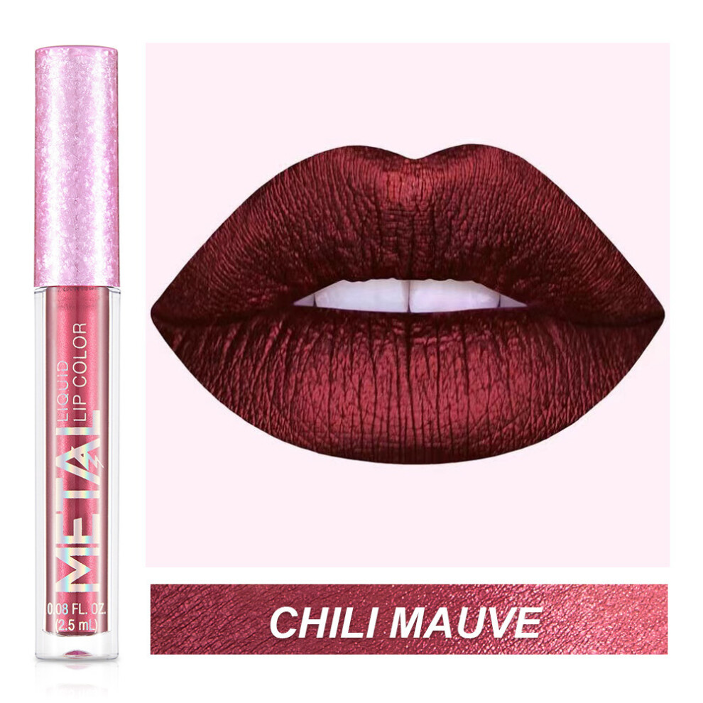 Gopatriot Memory (02-Chili Mauve) Metal-Coloured Liquid Lipstick Long Lasting Waterproof Lip Gloss Lip Glaze Uk