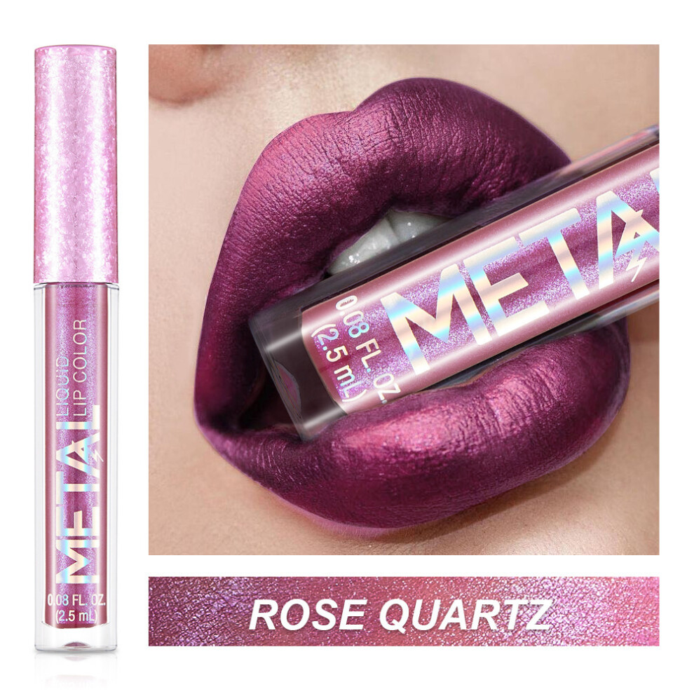 (01-ROSE QUARTZ) Metal-Coloured Liquid Lipstick Long Lasting Waterproof Lip Gloss Lip Glaze UK-image-OPC-PHHMNTS-NEW