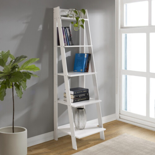 Mercers Furniture Corona White Ladder Bookcase Wooden Pine