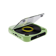 (As show, One size) Portable CD Player Bluetooth Speaker,LED Screen, Stereo Player, Wall Mountable CD Music Player with FM Radio-Green-C10