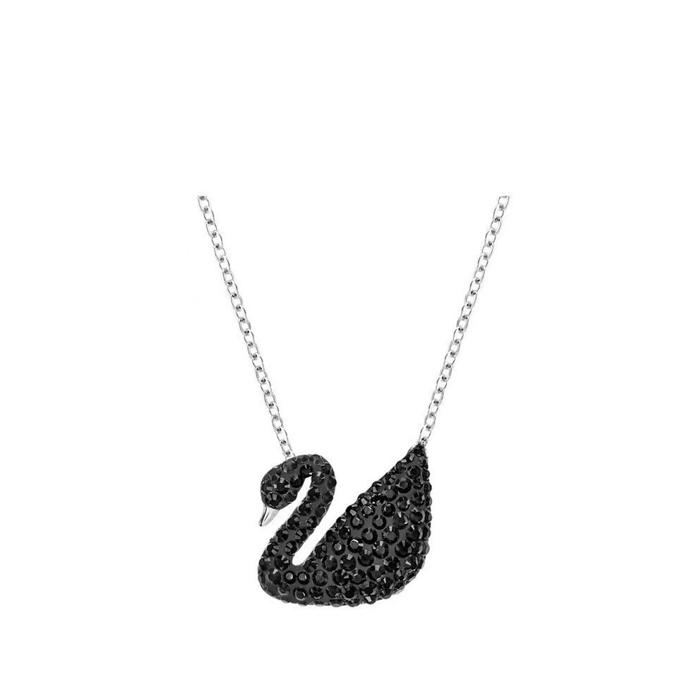 (Black swan necklace in white gold) gradient blue red pink white black swan necklace female using strange element crystal smart collarbone chain