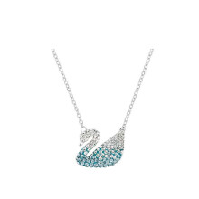 (Gradient blue sky goose necklace) gradient blue red pink white black swan necklace female using strange element crystal smart collarbone chain