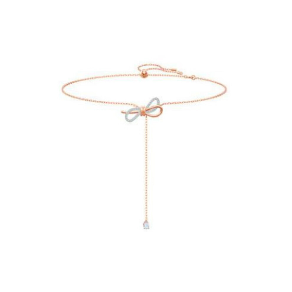 (Bow fringe necklace) gradient blue red pink white black swan necklace female using strange element crystal smart collarbone chain