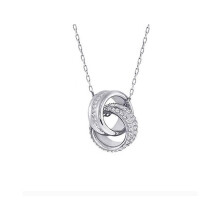 (Small double ring necklace in white gold) gradient blue red pink white black swan necklace female using strange element crystal smart collarbone chain