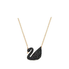 (Rose gold black Swan necklace) gradient blue red pink white black swan necklace female using strange element crystal smart collarbone chain