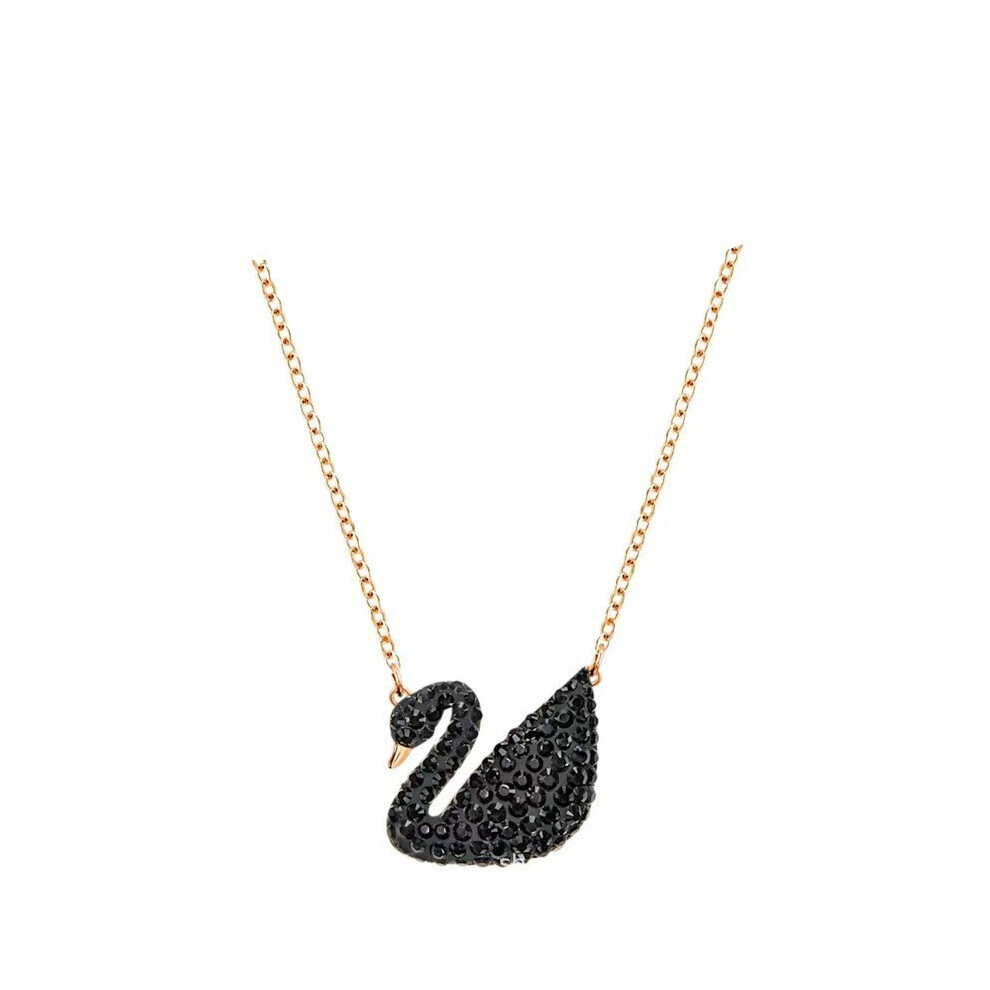(Rose gold black Swan necklace) gradient blue red pink white black swan necklace female using strange element crystal smart collarbone chain