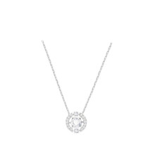 (White gold smart white diamond necklace) gradient blue red pink white black swan necklace female using strange element crystal smart collarbone chain