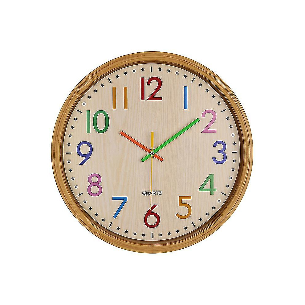 Kikidex (As Show, One Size) 12Inch Silent Non-Ticking Quartz Kid Wall Clock Home Office Decorative Indoor-C10