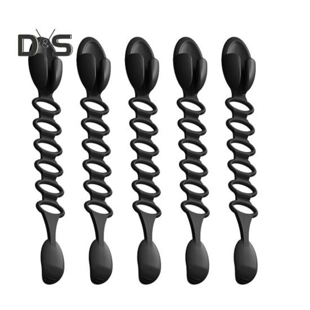 (black) 5pcs Christmas Garland Ties Adhesive Garland Hooks Hanger Stocking Holder Reusable Silicone Ties For Fireplace Stairways Banisters Holds Up To 6.6 Lbs
