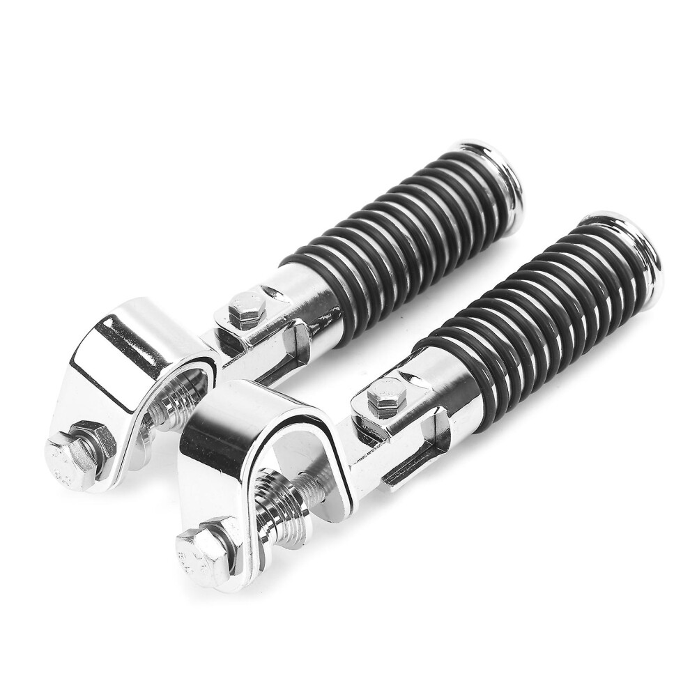 (As Show, One Size) Pair Of Motorcycle Foot Pegs Clamp Footrest Mount For 1In Engine Crash Bar Guard Argent 4909775997200