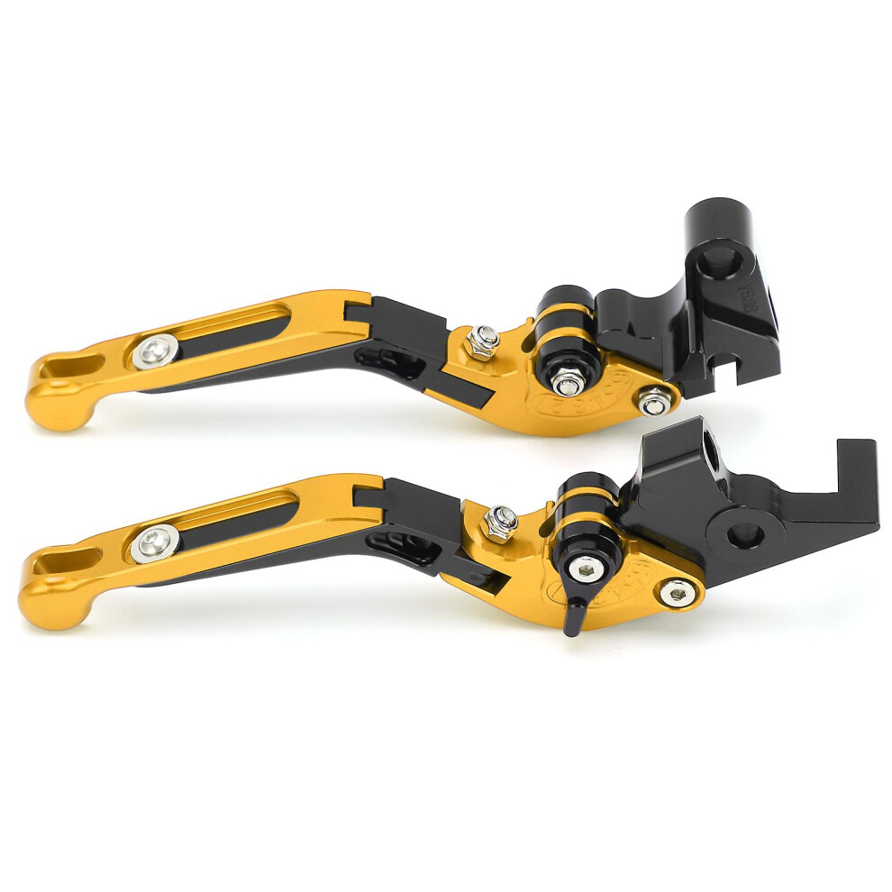(As Show, One Size) 2Pcs Motorcycle Brake Clutch Levers Adjustable Cnc Aluminium Alloy Replacement For Yamaha Xj6 Diversion 20092015Gold 4909775997583