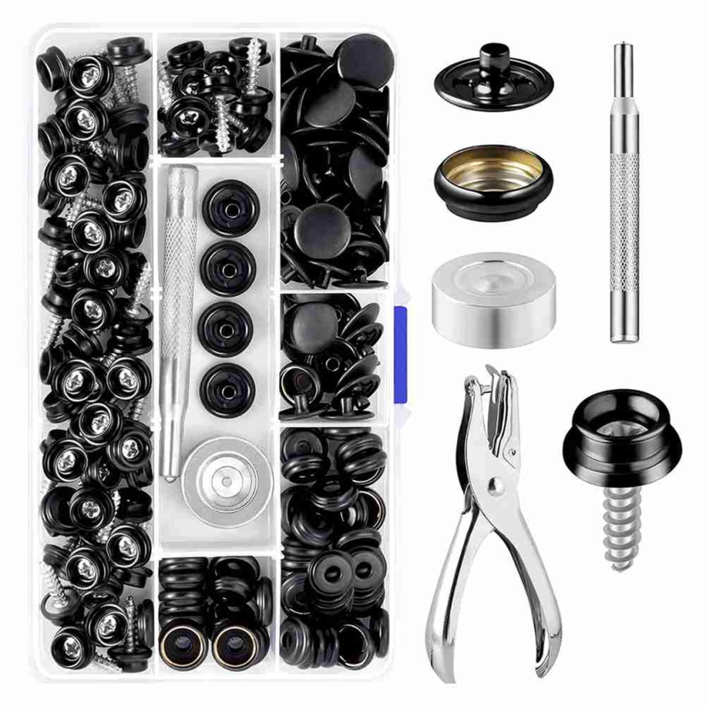 Canvas Snap Kit 2 Pcs Setting Tool,Marine Grade Stainless Steel 3/8In Socket Button Fastener Kit, For Boat A 4851999642490