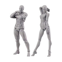 (As show, One size) Body Doll, Artists Manikin Blockhead Jointed Mannequin Drawing Figures Male+female Set (grey)-C8