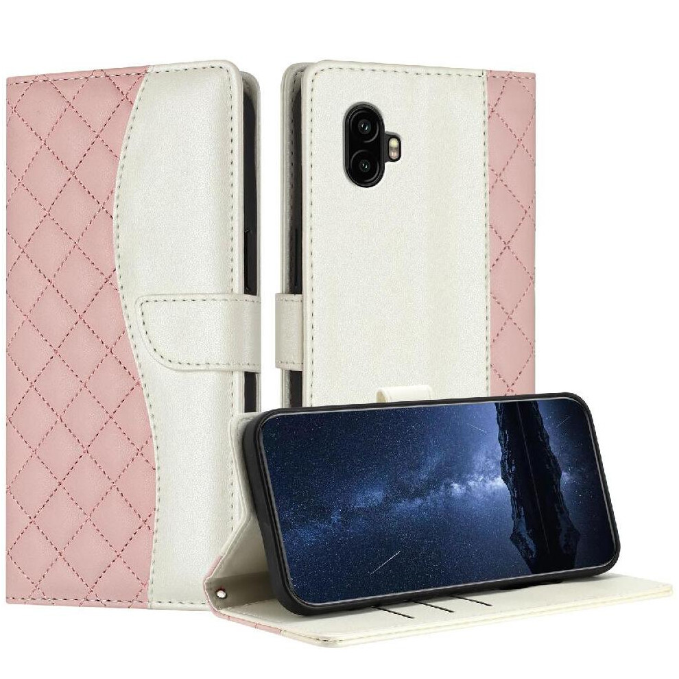 (Pink) Flip Case For Samsung Galaxy Xcover Pro 2 Card Slots Holder Wallet Protection Magnetic Light Color Wrist Strap Pink 764563564231