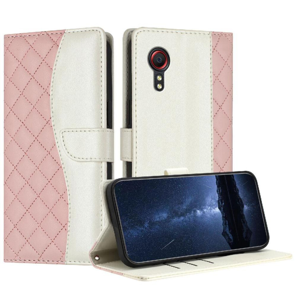 (Pink) Flip Case For Samsung Galaxy Xcover 5 Card Slots Holder Wrist Strap Light Color Wallet Protection Magnetic Pink 764563564330