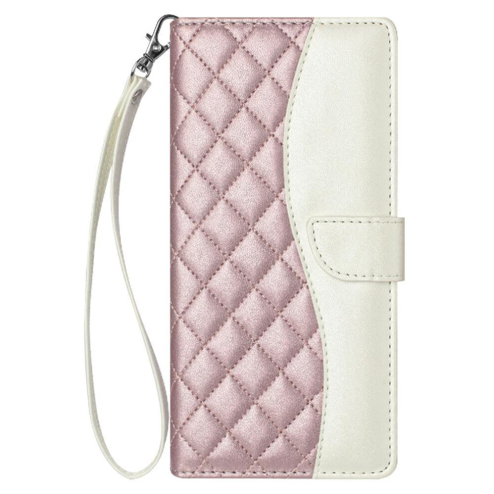 Photos - Case  Flip  for Samsung Galaxy M33 5g Magnetic Card Slots Holder Wrist Strap Light Color Wallet Protection(Rose Gold )