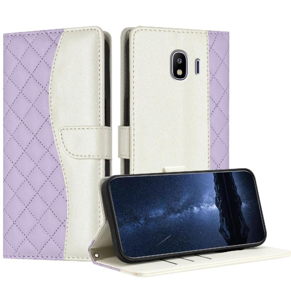 Photos - Case Flip for Samsung Galaxy J4 Light Color Magnetic Wallet Protection Wrist Strap Card Slots Holder 2018(Light Violet)