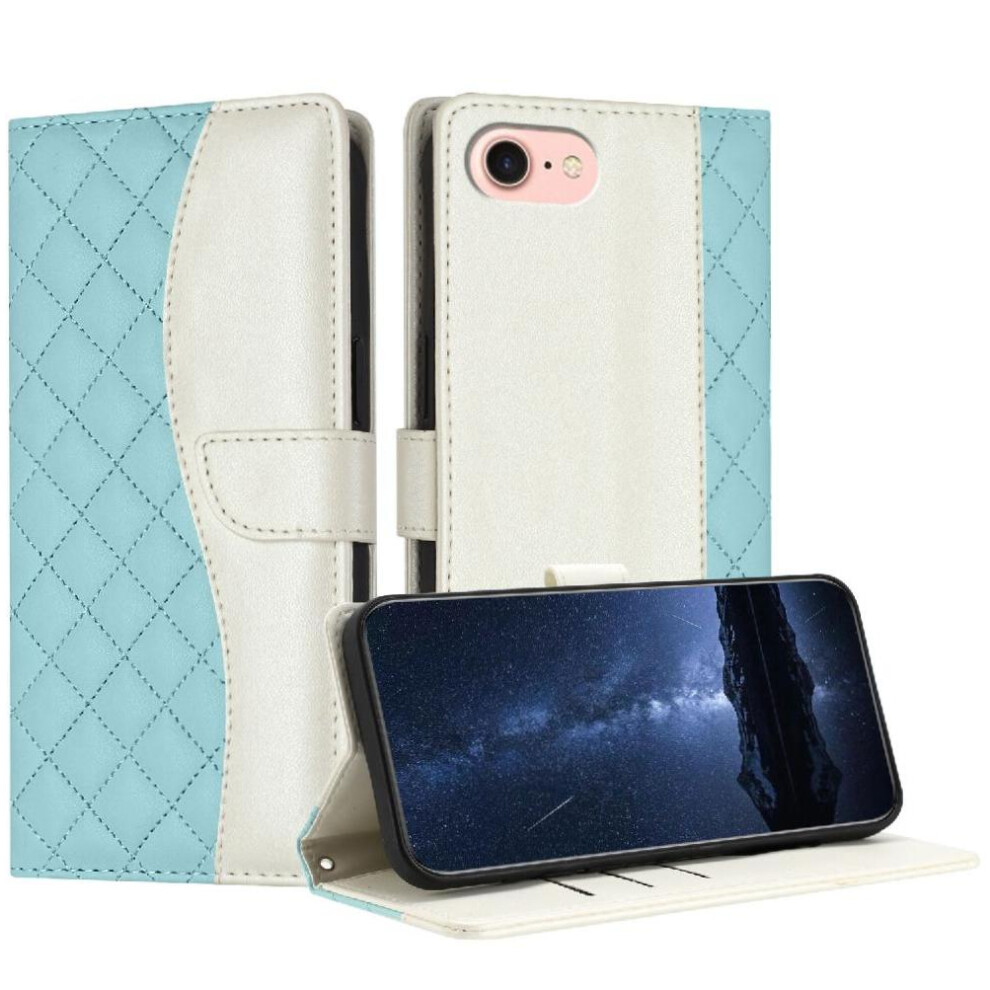 Photos - Case  Flip  for iphone Se  Light Color Card Slots Holder Wallet Protection Magnetic Wrist Strap 2024(Green)