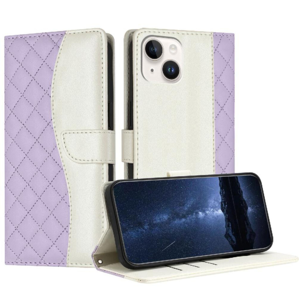 ( Violet) Flip Case For Iphone 14 Wrist Strap Color Wallet Protection Magnetic Card Slots Holder Light 764563567621