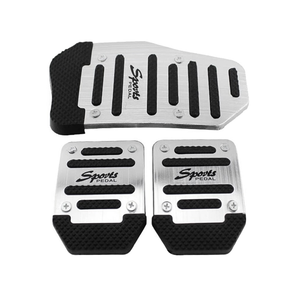 3Pcs Fuel Gas Accelerator Pedal Break Clutch Pad Cover Foot Pedals Non-Slip For Manual Transmission Car Silver 4851999650419