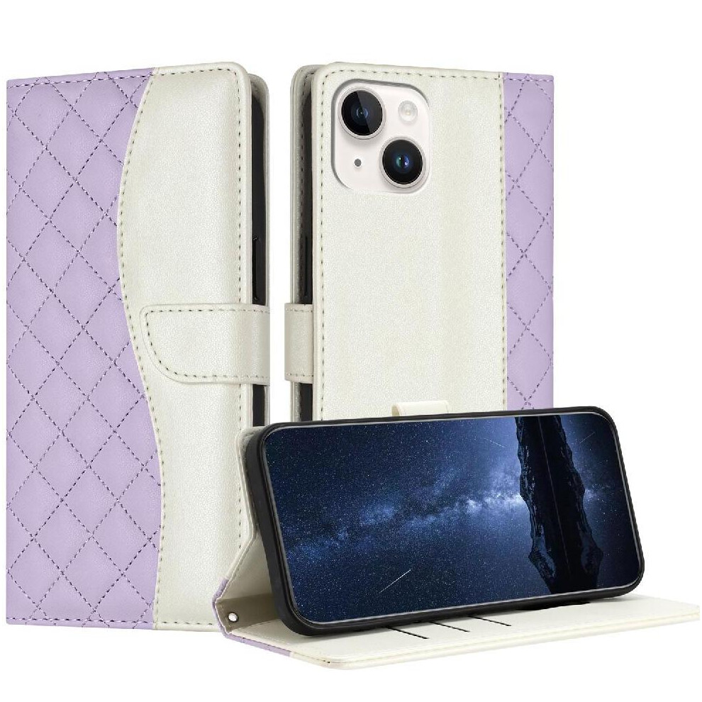 ( Violet) Flip Case For Iphone 13 Wallet Protection Magnetic Card Slots Holder Wrist Strap Color Light 764563567720