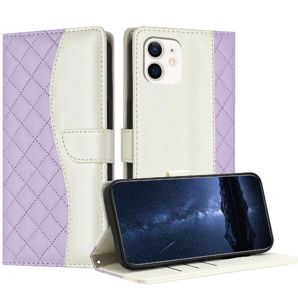 ( Violet) Flip Case For Iphone 12 Wrist Strap Magnetic Card Slots Holder Color Wallet Protection Light 764563568024