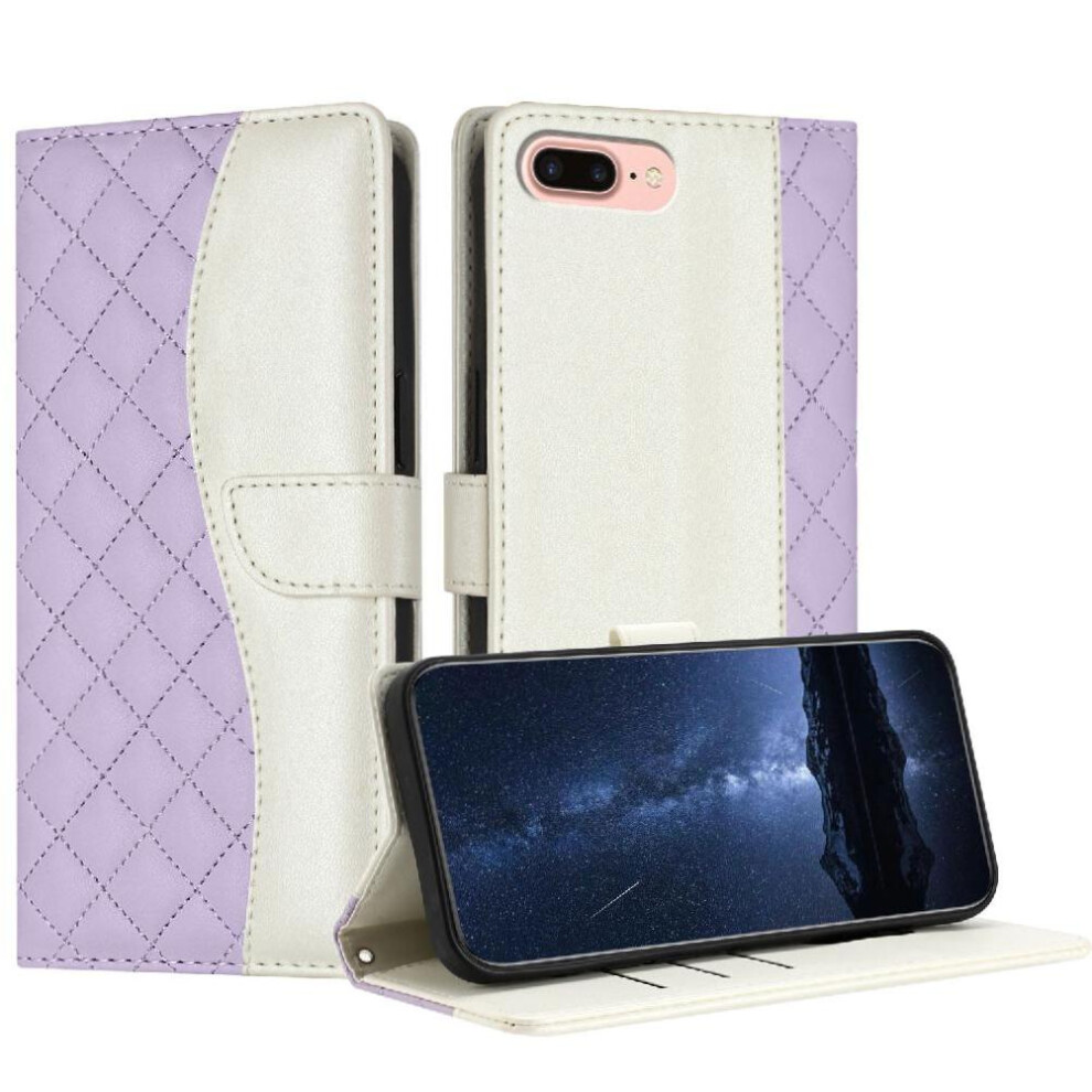 ( Violet) Flip Case For Iphone 6S Plus Magnetic Card Slots Holder Color Wallet Protection Wrist Strap Light 764563568284
