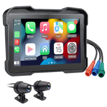 Dashcam DVR per moto portatile da 5 pollici con schermo wireless CarPlay Android Auto, navigatore GPS, monitor impermeabile