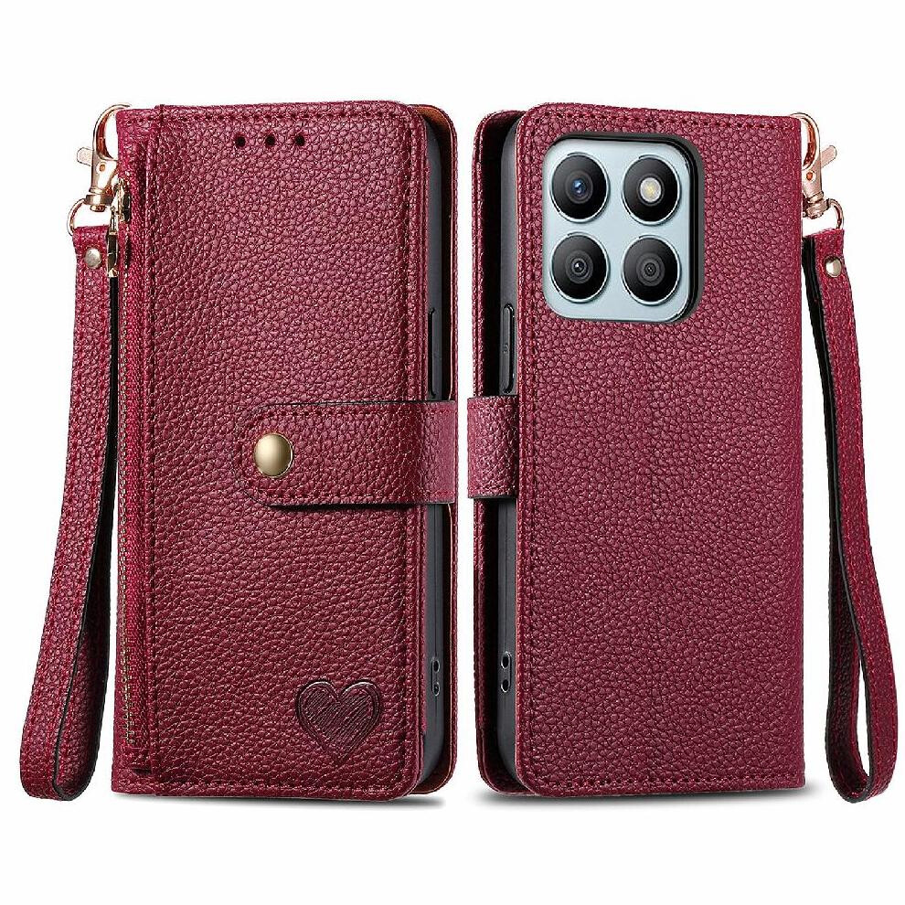 (Red) Case For Honor 200 Smart Love Lanyard Zipper Wallet Leather Case Red 764563569557
