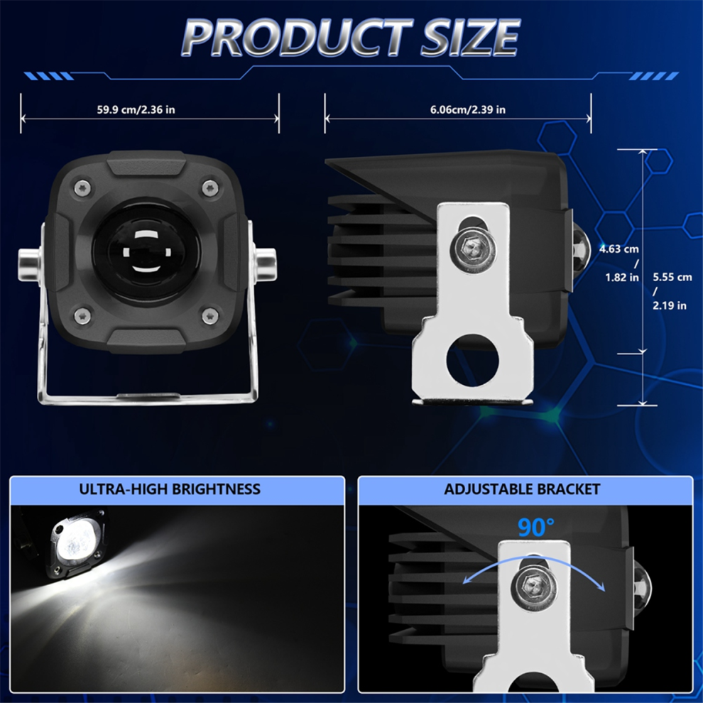 Motorcycle Spot Head Auxiliary Led Fog White+ 60000Lm For Car Truck Suv Utv Tractor Boat Light/White 4851999640359