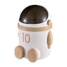 Home Decor Large-Astronaut-Themed Trash Can with Lid Capacity, Ideal for Living Room & Bedroom, Khaki