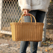 Cesta de compra de ratán Simple Ecológica Verduras Frutas Picnic al aire libre,A