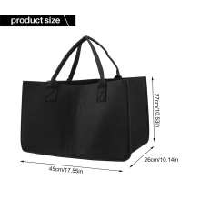 Borsa portaoggetti in feltro per camino, porta riviste, tasca per legna da ardere, supporto pieghevole in feltro, nero