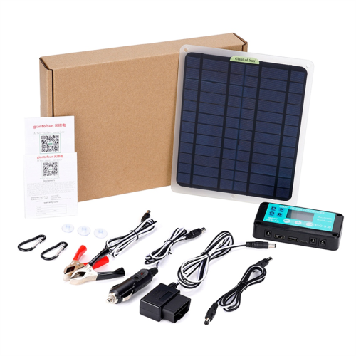 20W Solar Panel 12V 10A Battery Controller Car Charger Outdoor Supply for Vehicle with OBD Plug