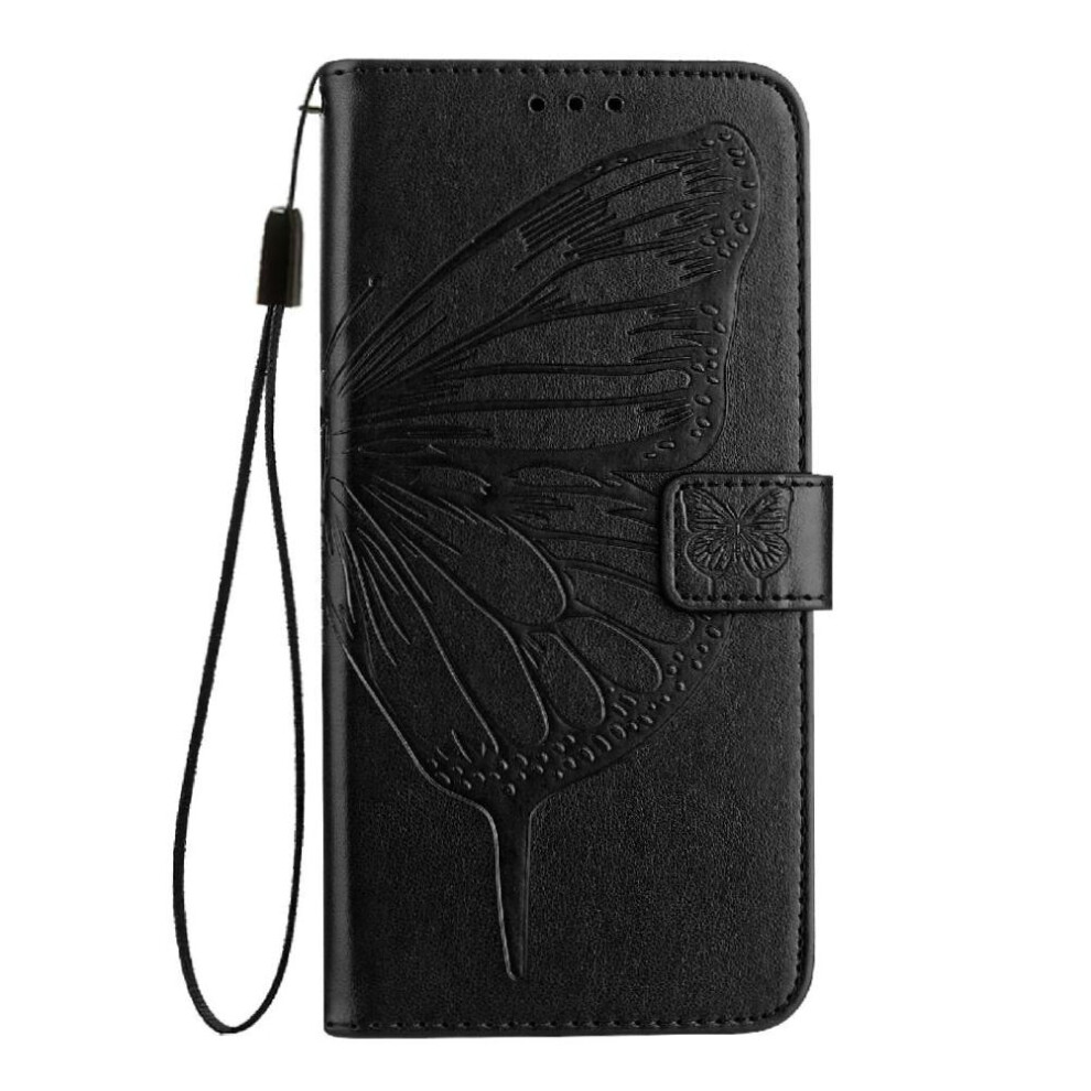 (Black) Case For Honor 200 Smart 5G Premium Leather Magnetic Embossing Butterfly Flip Cover Black 764563574513