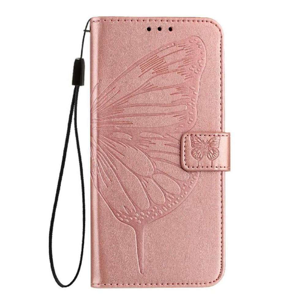 (Pink) Case For Honor 200 Smart 5G Premium Leather Magnetic Embossing Butterfly Flip Cover Pink 764563574476